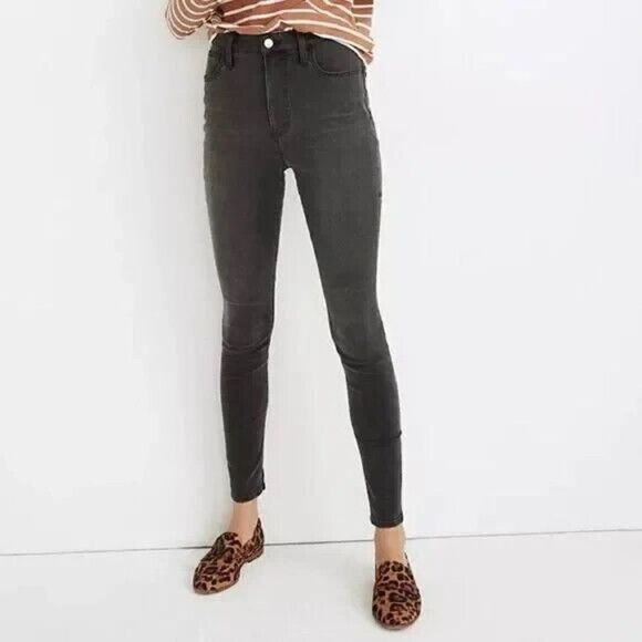 Madewell Roadtripper Jeans Size 25 Womens Black Skinny Mid Rise Charcoal Wash - Picture 1 of 16